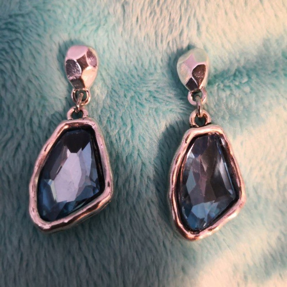 NEW! Earrings/ BLUE LAGOON 4CM SILVER TONE